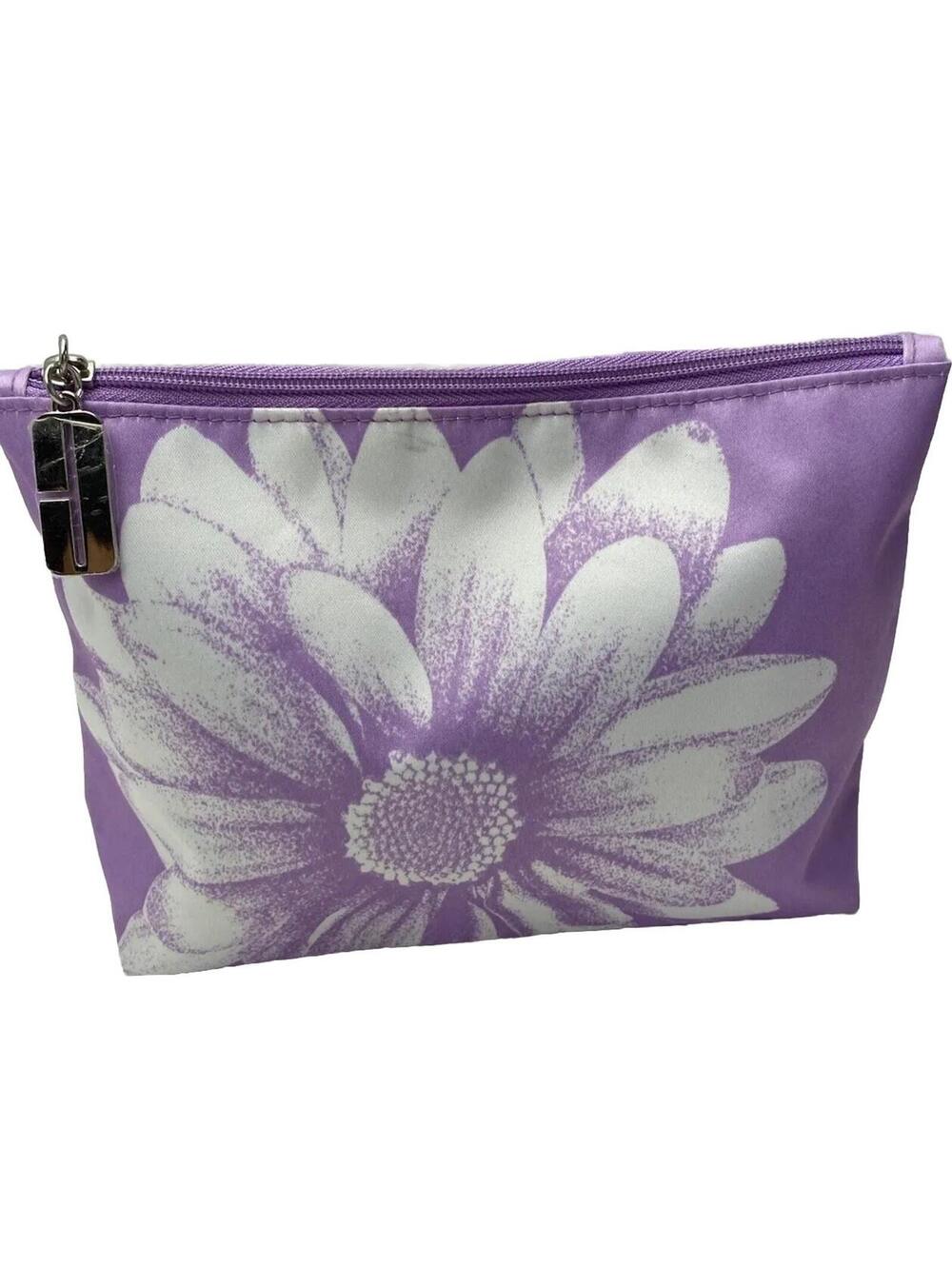 Clinique Purple & White Makeup Bag Cosmetic Travel Organizer Pouch New